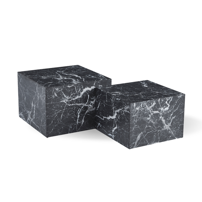 Adele - Salontafels zwart marmerprint Set