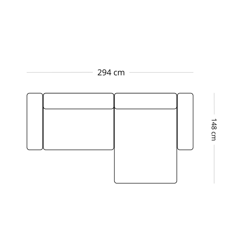 Hailey - Modulaire bank in beige met 2 modules L: 294 X D: 148 X H: 65 Cm