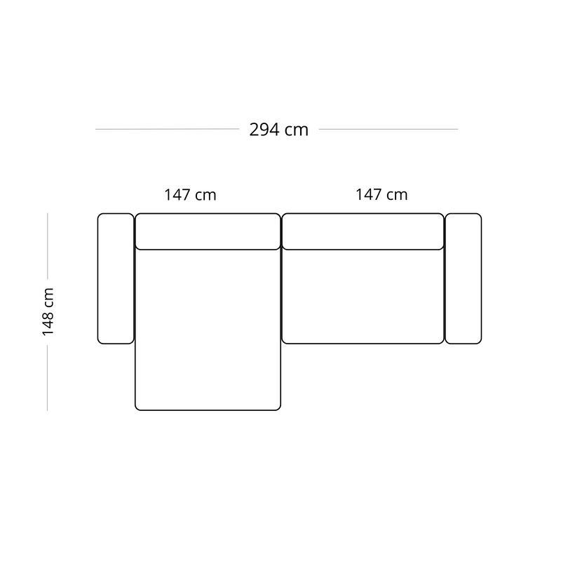 Hailey - Modulaire bank in beige met 2 modules L: 294 X D: 148 X H: 65 Cm