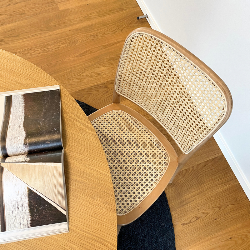 Agnes Eetkamerstoel in beuken naturel met rotan