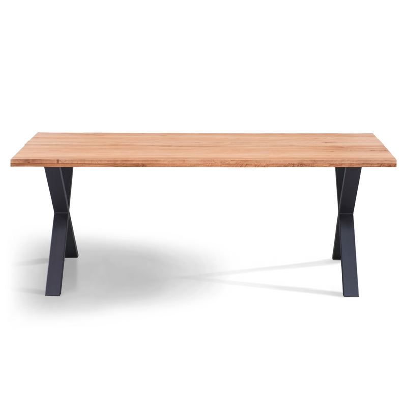 Susan Eettafel - 200 X 95 Cm - Geolied Eikenhout Met Kruispoten (Voorbereid Voor Extra Bladen)