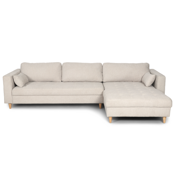 Brandy - Rechts- en linksomkeerbare chaise longue bank in beige - L: 290 x D: 96 x H: 80 cm