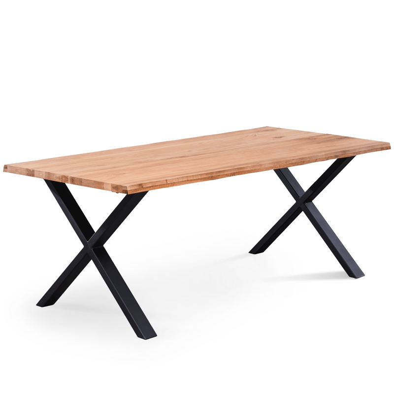Susan Eettafel - 200 X 95 Cm - Geolied Eikenhout Met Kruispoten (Voorbereid Voor Extra Bladen)