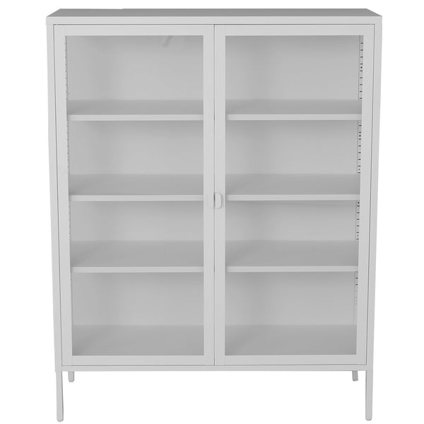 Herman Vitrinekast - Wit metaal/glas - 110x40x140cm