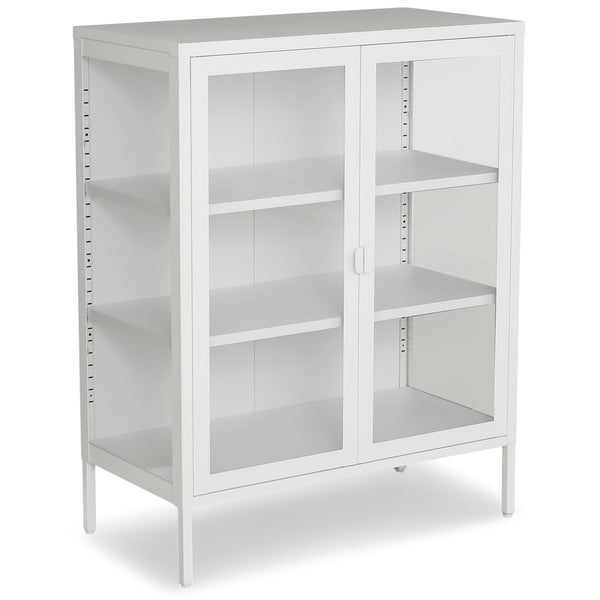 Herman glazen drankkast/vitrinekast - Wit metaal 80x40x105cm