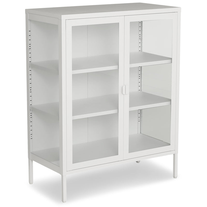 Herman glazen drankkast/vitrinekast - Wit metaal 80x40x105cm