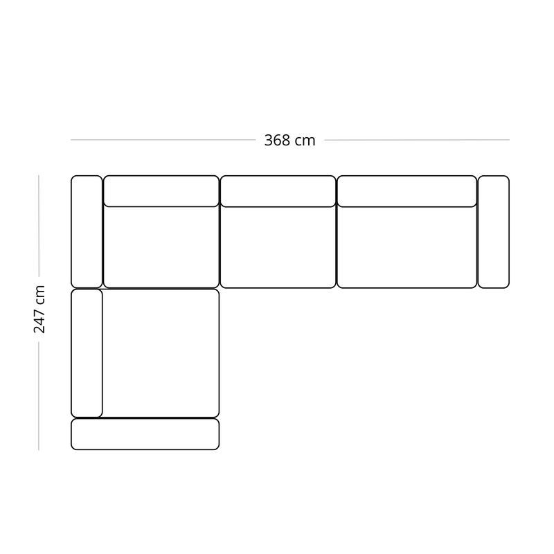Hailey - Hoekbank, modulaire bank in beige met 4 modules, L: 368 X D: 247 X H: 65 cm
