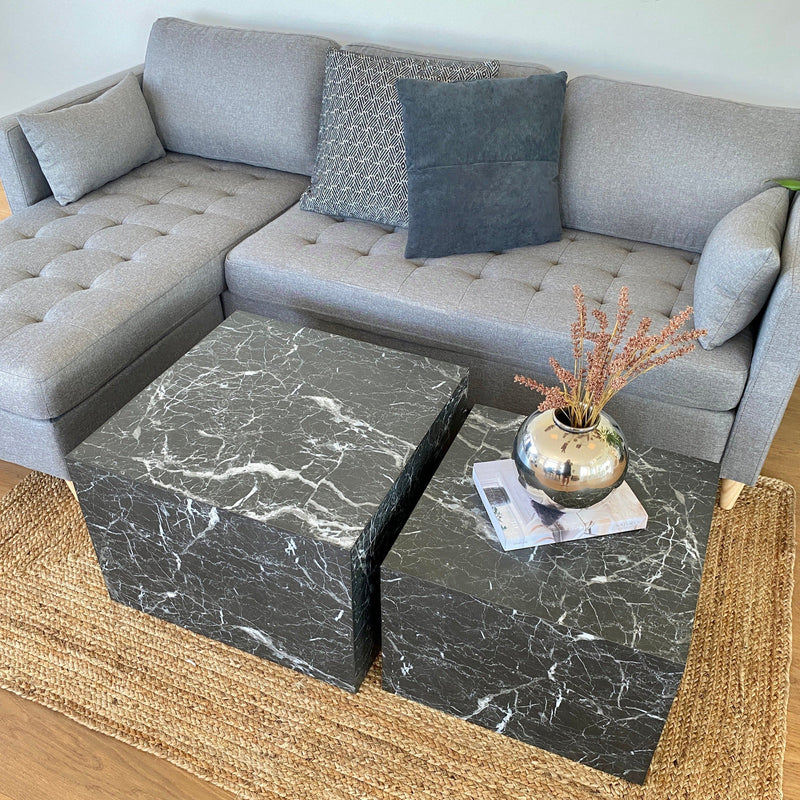 Adele - Salontafels zwart marmerprint Set