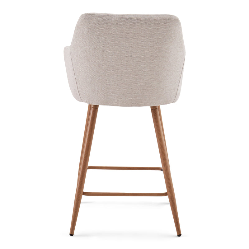 Jenna barkruk - beige textiel met armleuningen 65 cm