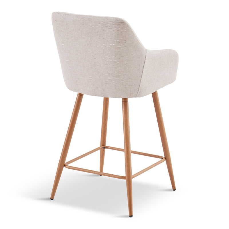 Jenna barkruk - beige textiel met armleuningen 65 cm