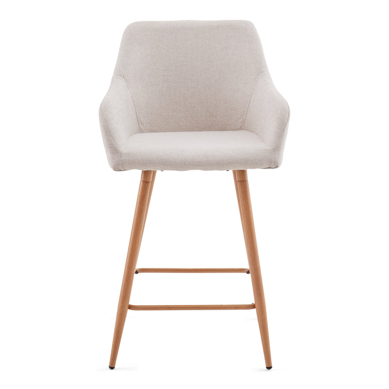 Jenna barkruk - beige textiel met armleuningen 65 cm