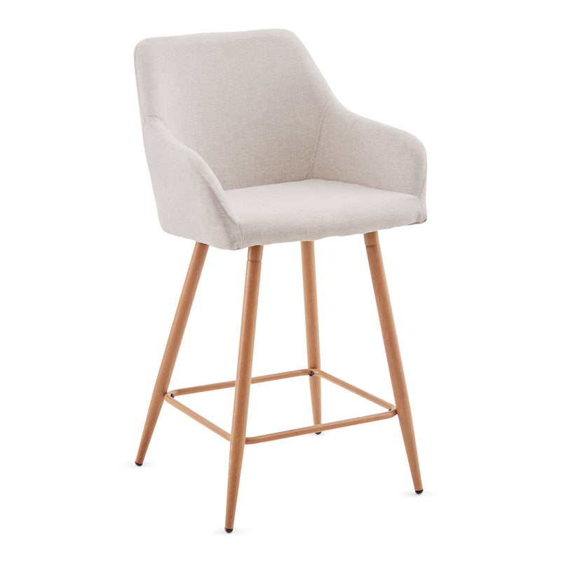 Jenna barkruk - beige textiel met armleuningen 65 cm