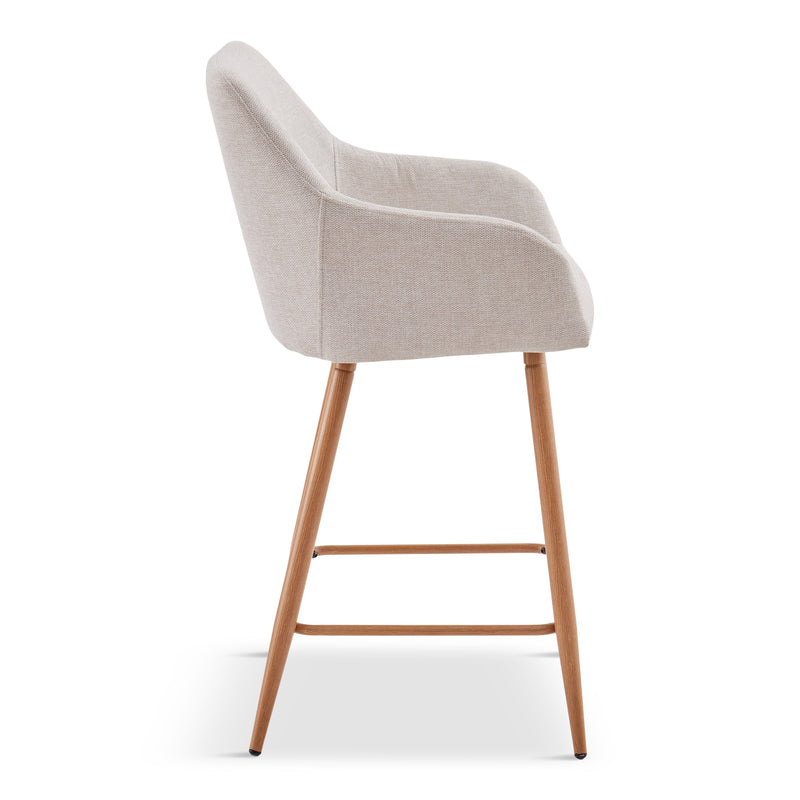 Jenna barkruk - beige textiel met armleuningen 65 cm