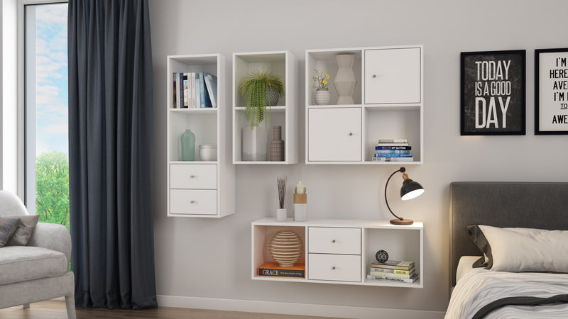 Flora wandgemonteerd rekken systeem - Wit 72x33x72cm