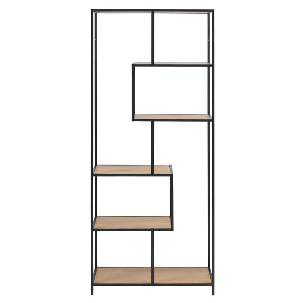 Seaford boekenkast in eikenfineer met metalen frame 77 x 35 x 185 cm