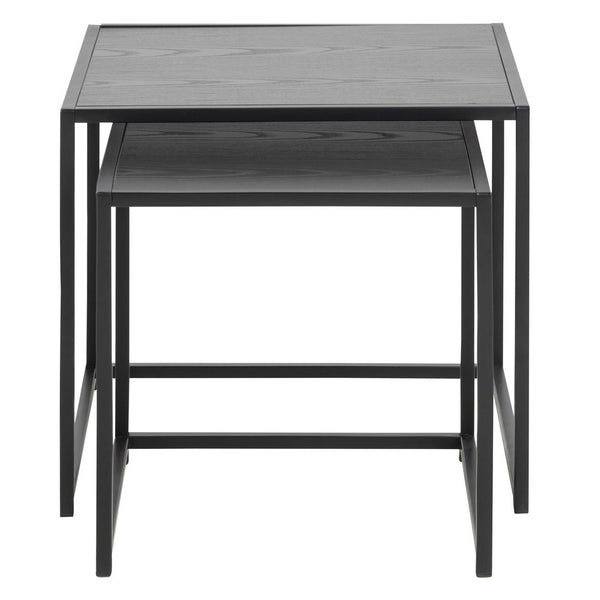 Seaford zwarte bijzettafels/salontafelset in zwart melamine (2 tafels)