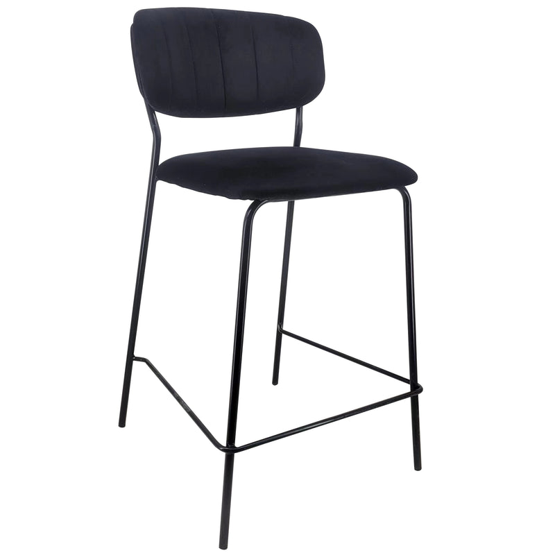 Lucia Barkruk met Rugleuning - Zwart Velours 65 cm