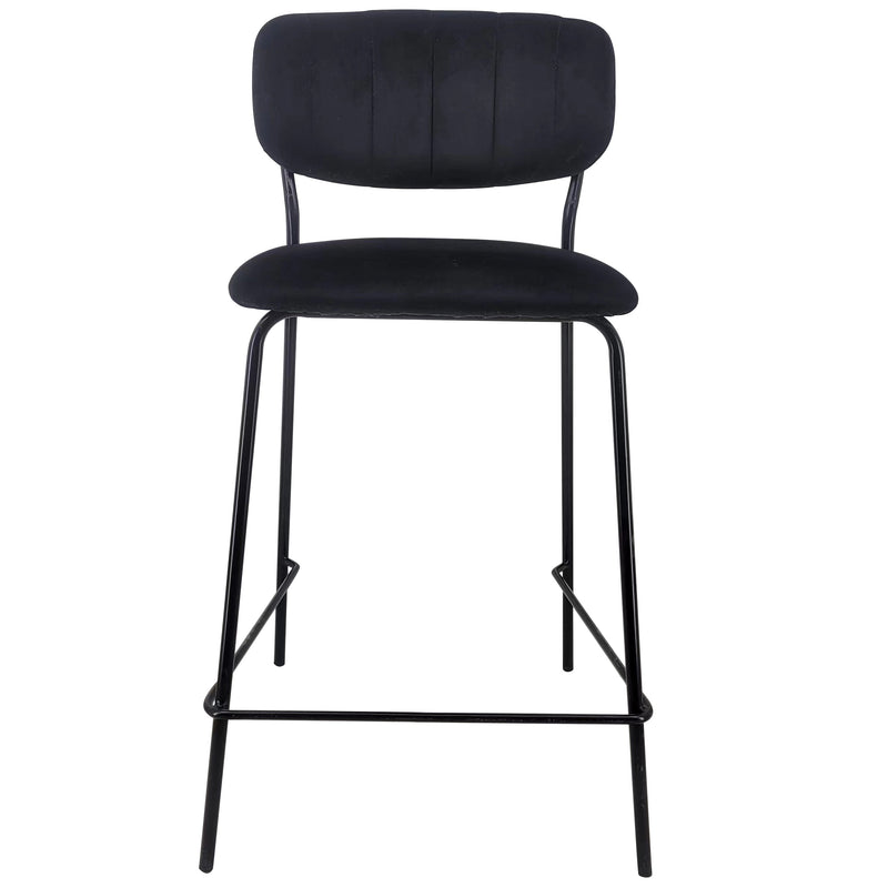 Lucia Barkruk met Rugleuning - Zwart Velours 65 cm