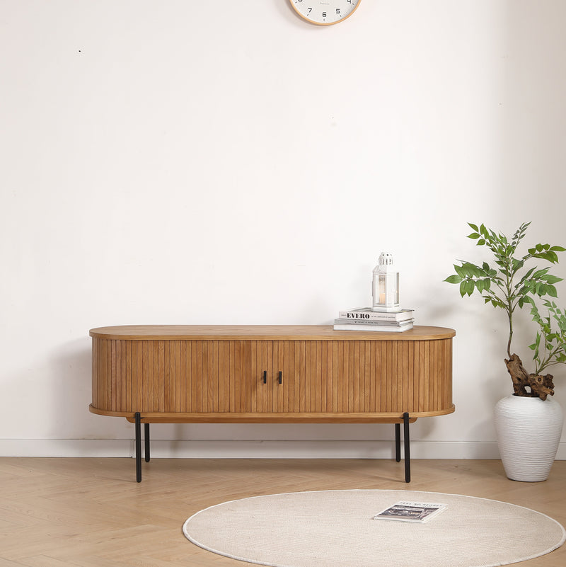 Florence jaloezie tv-meubel met lamellen in eikenhout 138x40x55 cm