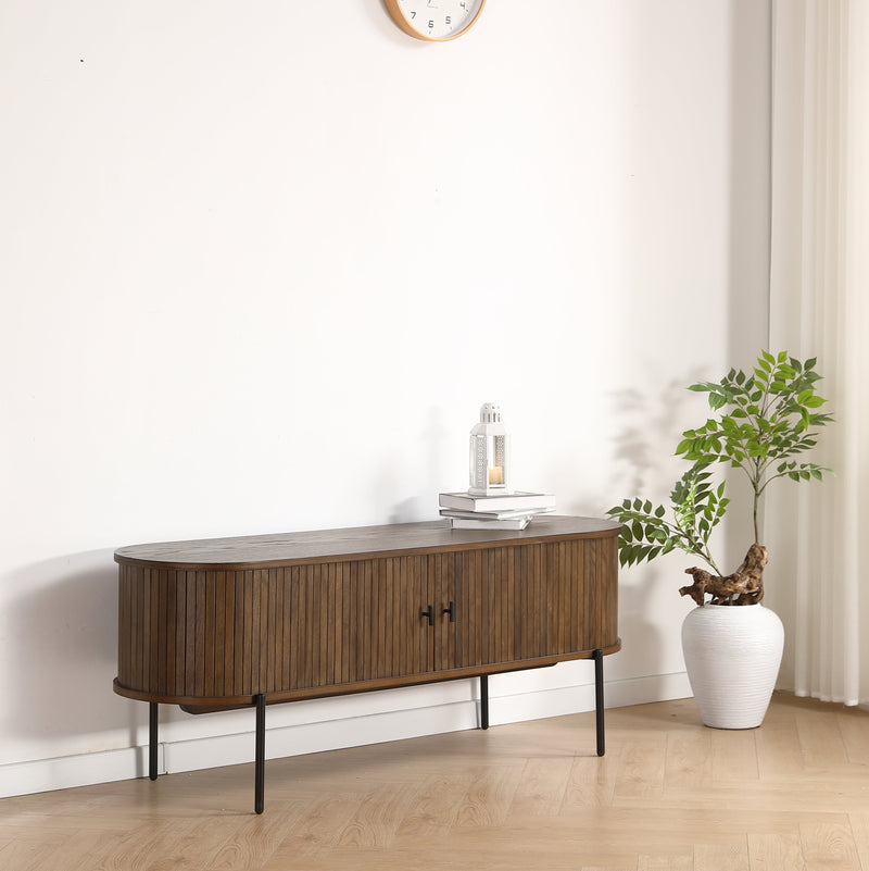 Florence jaloezie tv-meubel met lamellen in gerookt eiken 138x40x55 cm