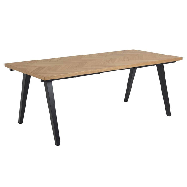 Madelina Eettafel met visgraatpatroon - 200/290 x 90 cm - Gelakt eikenfineer (Voorbereid voor extra bladen)