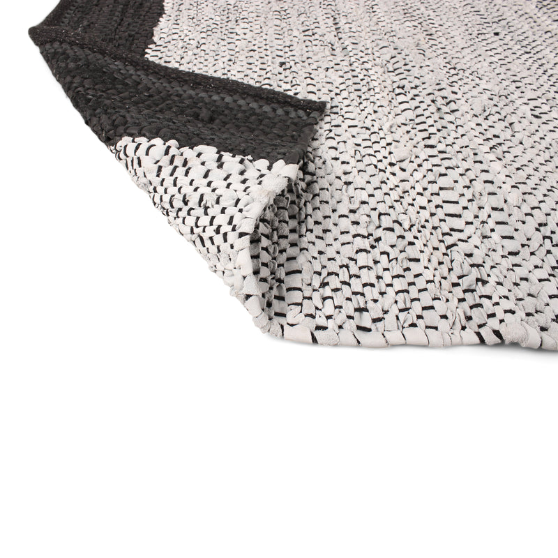 Parma Tapijt - Grijs/zwart leer 90x60