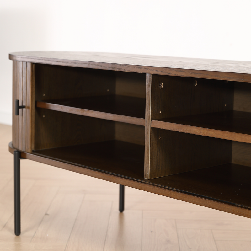 Florence jaloezie tv-meubel met lamellen in gerookt eiken 138x40x55 cm