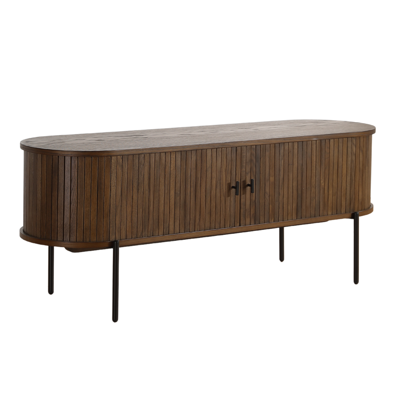 Florence jaloezie tv-meubel met lamellen in gerookt eiken 138x40x55 cm