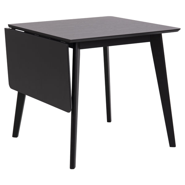 Rickie - Zwart Eiken uitklapbare eettafel met verlengblad in gelakt eikenfineer - 80/120 x 80 cm.