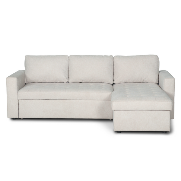 Sinus beige omkeerbare slaapbank met chaise longue en opbergruimte