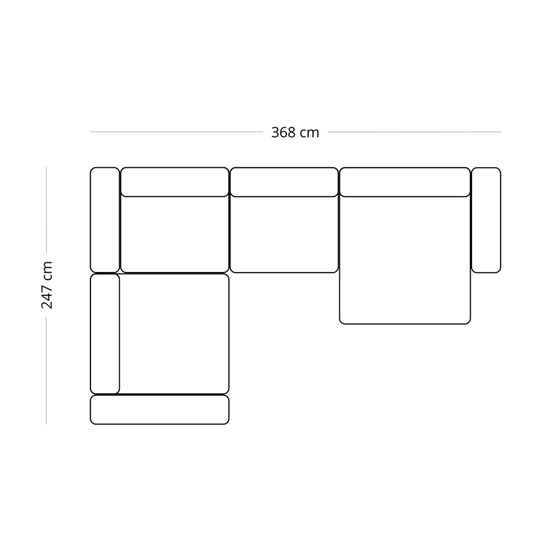 Hailey - Woonruimte, modulaire sofa in beige met 4 elementen - chaise longue, rechts L: 368 X D: 247 X H: 65 cm