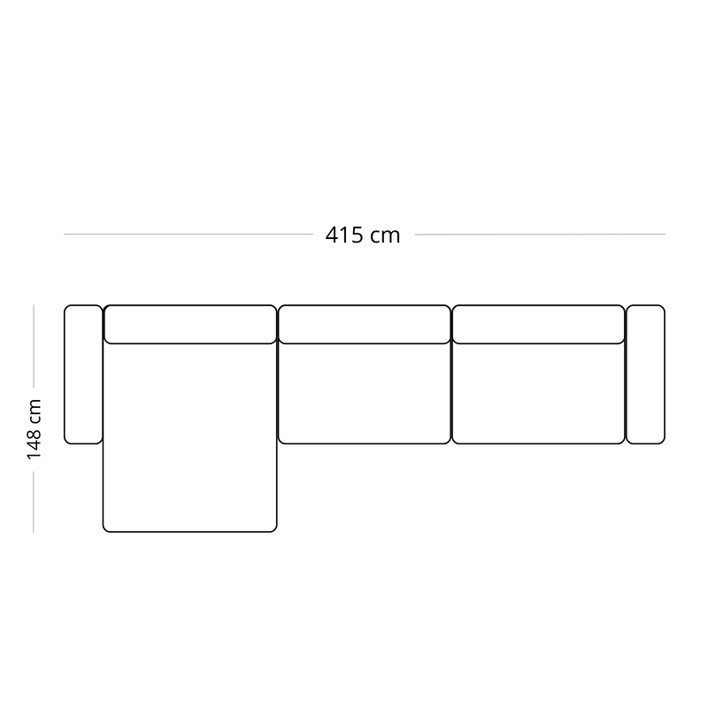 Hailey - Modulaire bank in beige met 3 modules L: 415 X D: 148 X H: 65 cm
