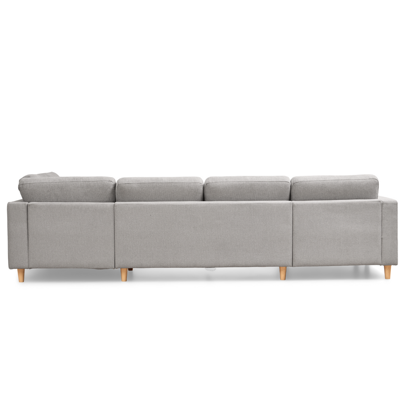 Jennifer linkszijdige U-sofa in lichtgrijs met chaise longue - L: 300 x D: 208 x H: 82 cm