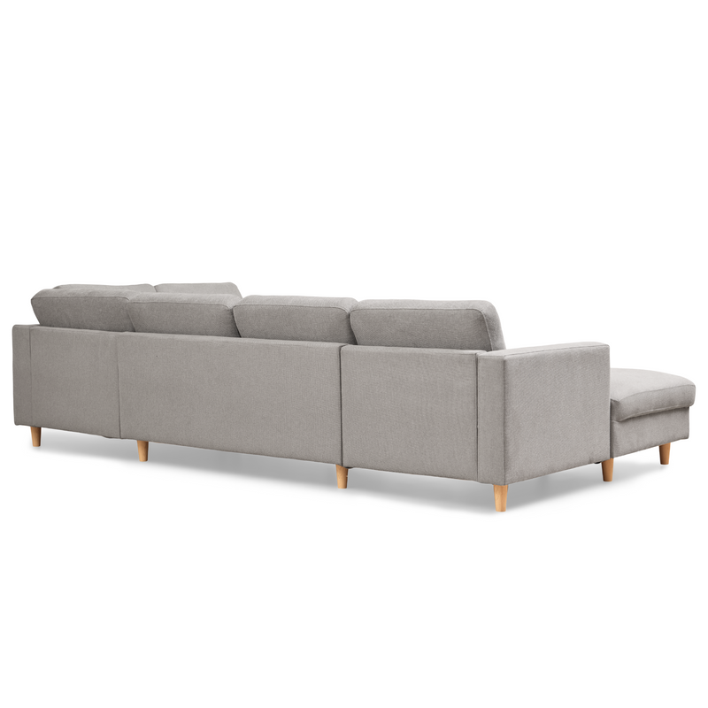 Jennifer linkszijdige U-sofa in lichtgrijs met chaise longue - L: 300 x D: 208 x H: 82 cm