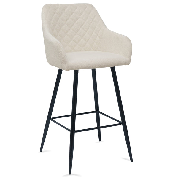 Carlo barkruk - witte bouclé met armleuning 65 cm