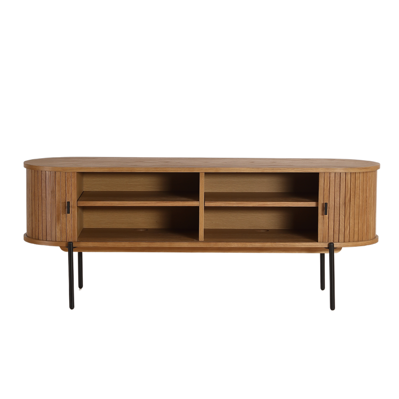 Florence jaloezie tv-meubel met lamellen in eikenhout 138x40x55 cm