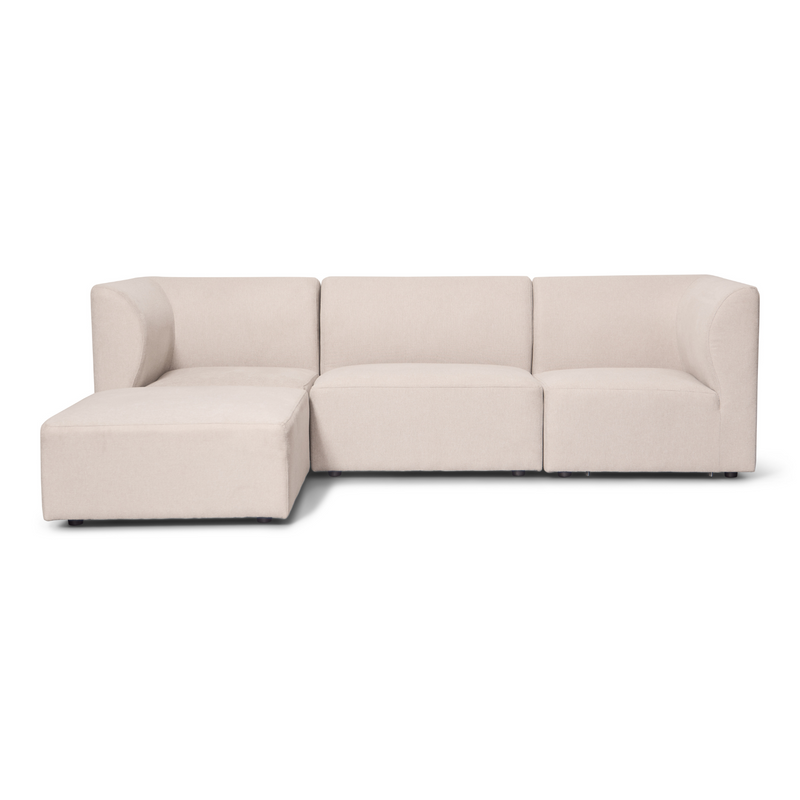 Emilia modulaire sofa in beige 3 modules met rechts- en linksgerichte chaise longue L: 243 x D: 158 x H: 72 cm