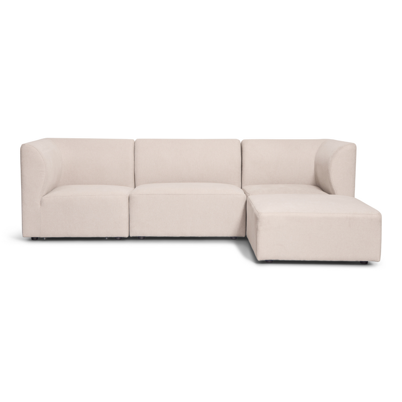 Emilia modulaire sofa in beige 3 modules met rechts- en linksgerichte chaise longue L: 243 x D: 158 x H: 72 cm
