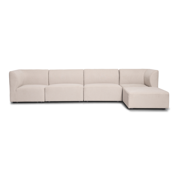 Emilia modulaire sofa in beige 4 modules met rechts- en linksgerichte chaise longue L: 328 x D: 158 x H: 72 cm