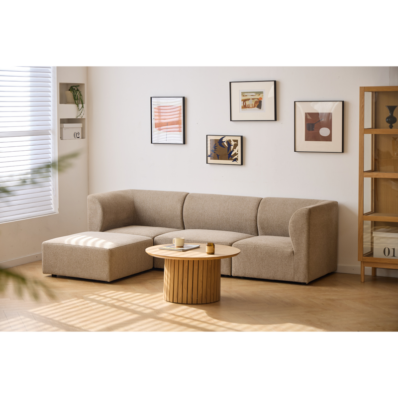 Emilia modulaire sofa in zandkleur met 3 modules L: 243 x D: 79 cm x H: 72 cm