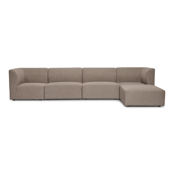 Emilia modulaire sofa in zandkleur 4 modules met rechts- en linksgerichte chaise longue L: 328 x D: 158 x H: 72 cm