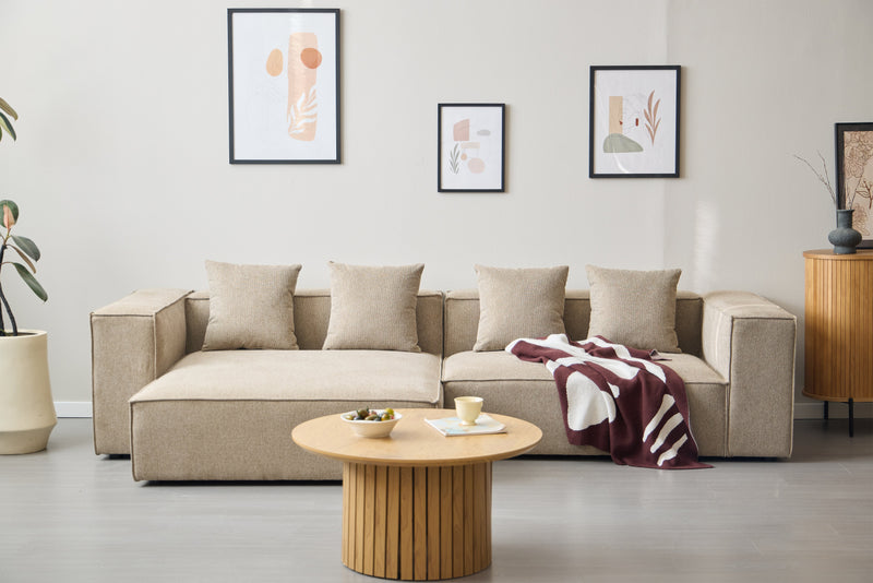 Hailey linker chaiselongmodule in zand L: 147 x D: 148 x H: 65 cm