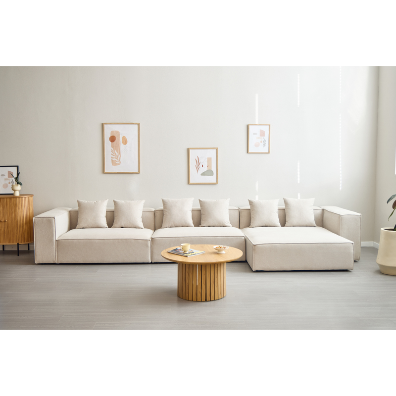 Hailey - Modulaire bank in beige met 3 modules L: 415 X D: 148 X H: 65 cm