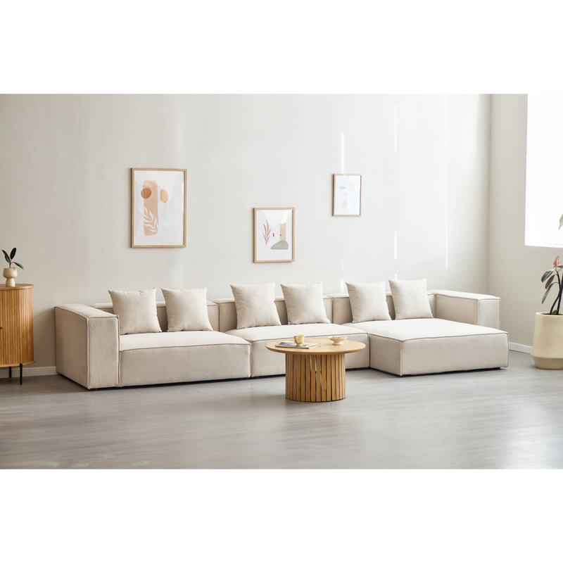 Hailey - Modulaire bank in beige met 3 modules L: 415 X D: 148 X H: 65 cm