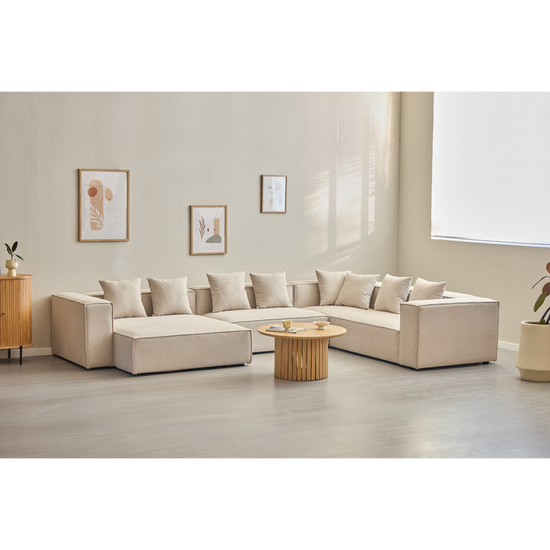 Hailey - Woonruimte, modulaire sofa in beige met 4 elementen - chaise longue, rechts L: 368 X D: 247 X H: 65 cm