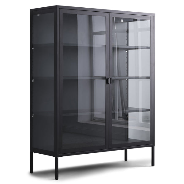 Herman Vitrinekast - Zwart metaal/glas - 110x40x140cm