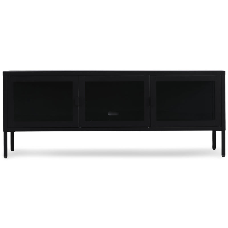 Herman TV-meubel - Zwart metaal/glas - 130x40x50cm