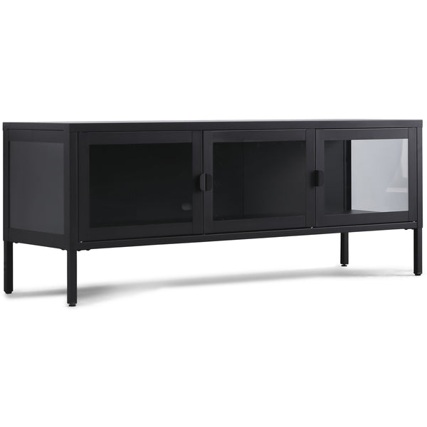 Herman TV-meubel - Zwart metaal/glas - 130x40x50cm