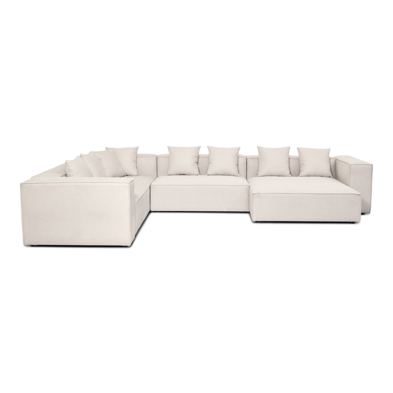 Hailey - Woonruimte, modulaire sofa in beige met 4 elementen - chaise longue, rechts L: 368 X D: 247 X H: 65 cm