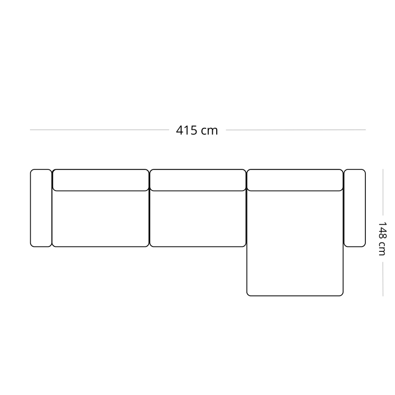 Hailey - Modulaire bank in beige met 3 modules L: 415 X D: 148 X H: 65 cm